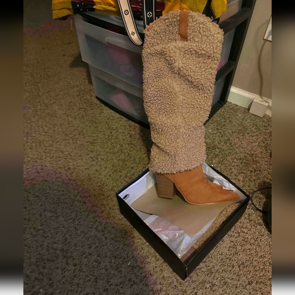 2024 Women Knee High Boots Western Cowboy Boots Chunky Heeled Warm Boo - Picture 6 of 8